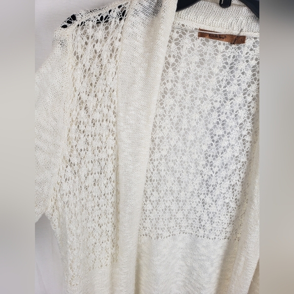 Belldini Ivory Long Sleeve Open Front Cardigan Sz L - Picture 4 of 8